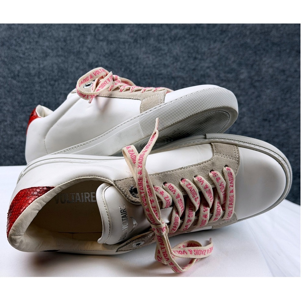 Zadig & Voltaire ZV1747 Flash White Snakeskin Lightning Bolt Sneakers Sz. 40 / 9